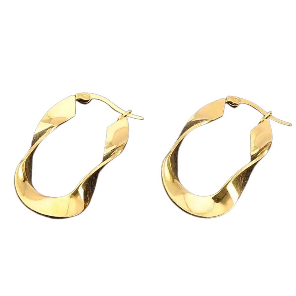 1 Pair Simple Style Irregular Plating Titanium Steel Hoop Earrings