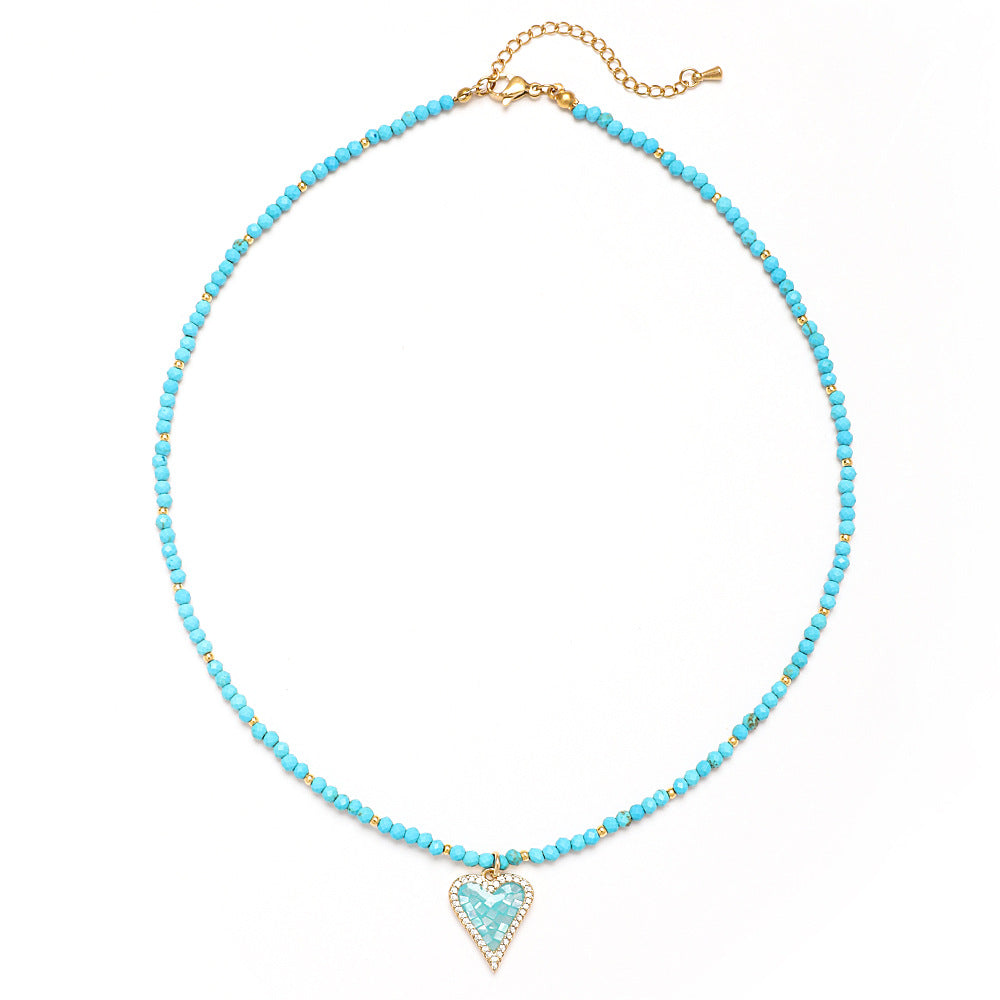 Ethnic Style Bohemian Heart Shape Alloy Agate Necklace In Bulk