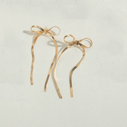 AliExpress popular bow copper plated 14K real gold earrings ins style versatile temperament simple earrings factory wholesale