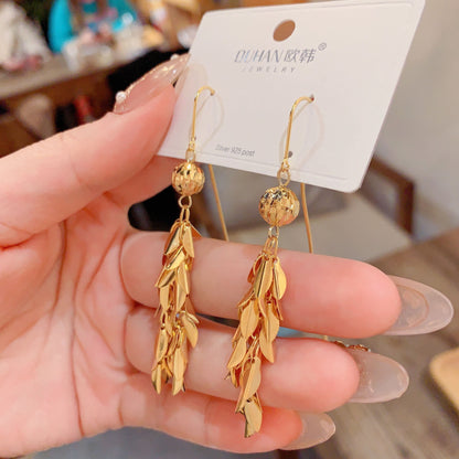 1 Pair Vintage Style Grain Tassel Copper Gold Plated Drop Earrings