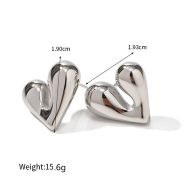 1 Pair Ig Style Simple Style Heart Shape Plating Stainless Steel Ear Studs