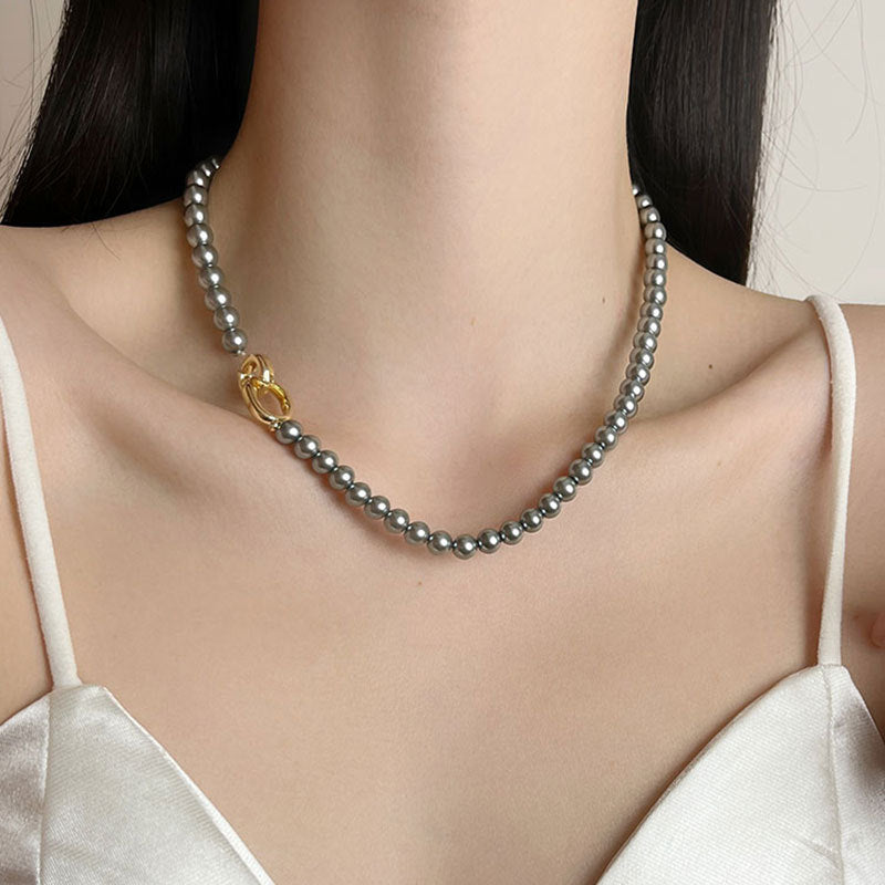 Elegant Geometric Imitation Pearl Plating Women's Necklace