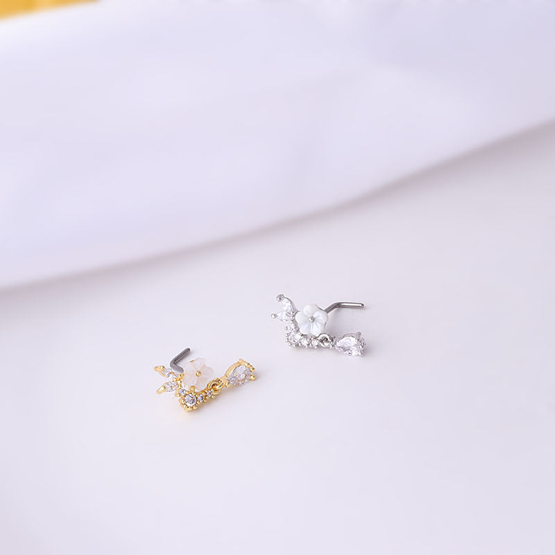 Fashion Flower Titanium Steel Plating Nose Studs