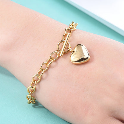 Wholesale Fashion Heart Shape Titanium Steel Plating Bracelets Necklace