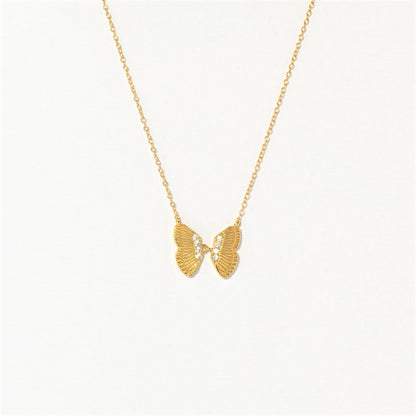 zircon butterfly necklace wholesale women's summer ins  hot 14K real gold chocker pendant accessories