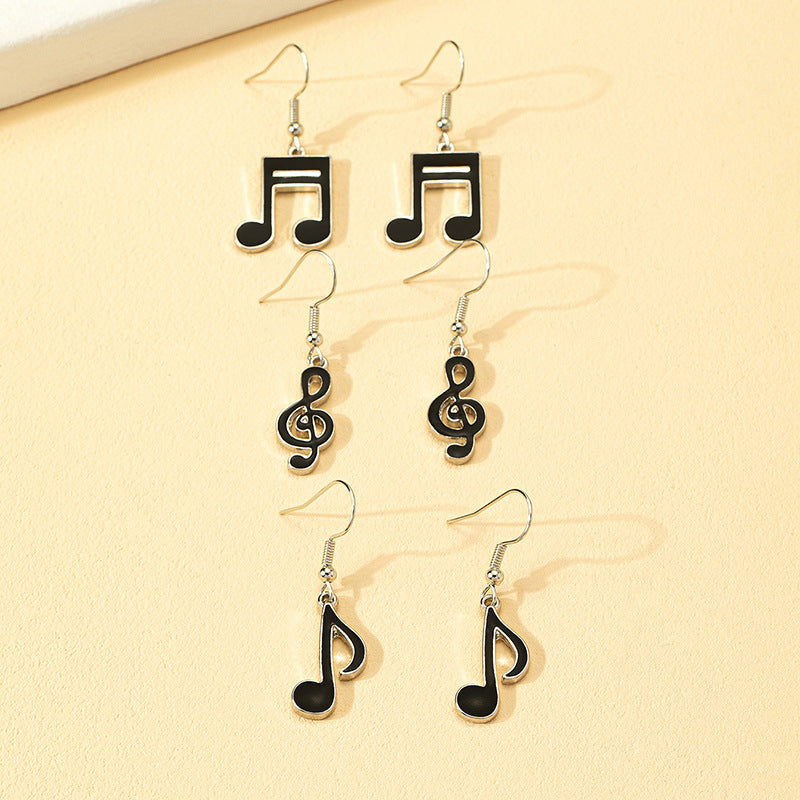 1 Set Simple Style Notes Enamel Alloy Drop Earrings