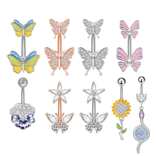 Fashion Butterfly Copper Plating Zircon Belly Ring