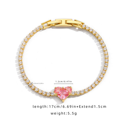 Ig Style Shiny Heart Shape Flower Bow Knot Copper Plating Inlay Zircon Bracelets