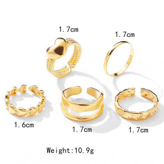 Fashion Heart Shape Alloy Plating Rings