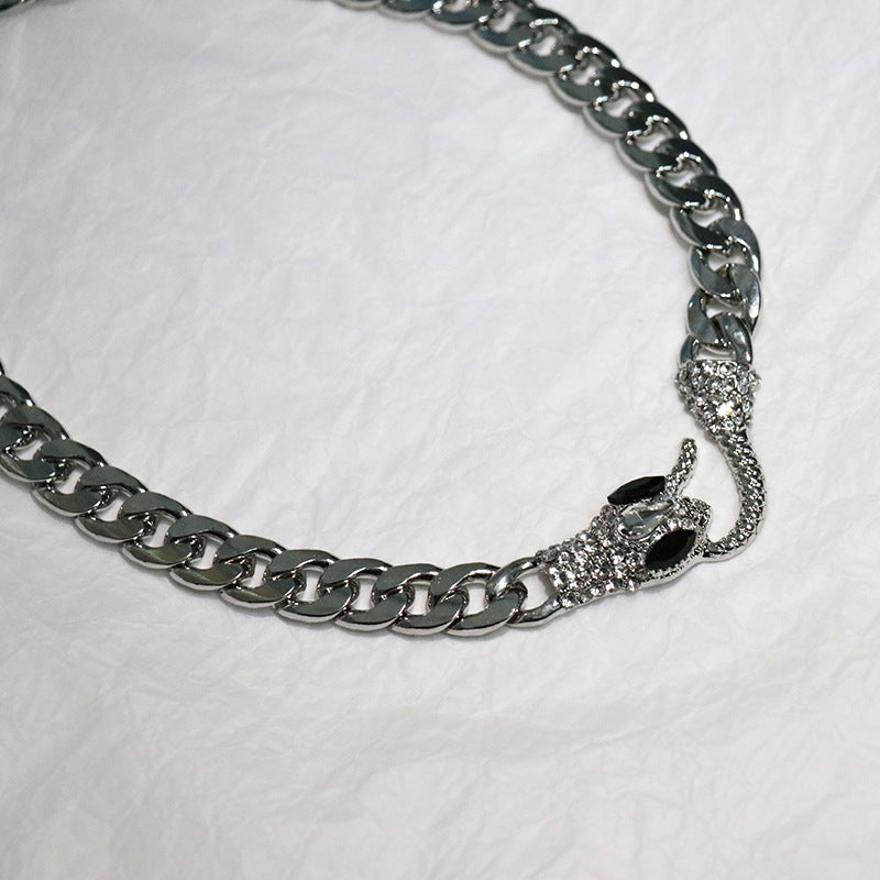 Punk Snake Alloy Plating Artificial Rhinestones Necklace