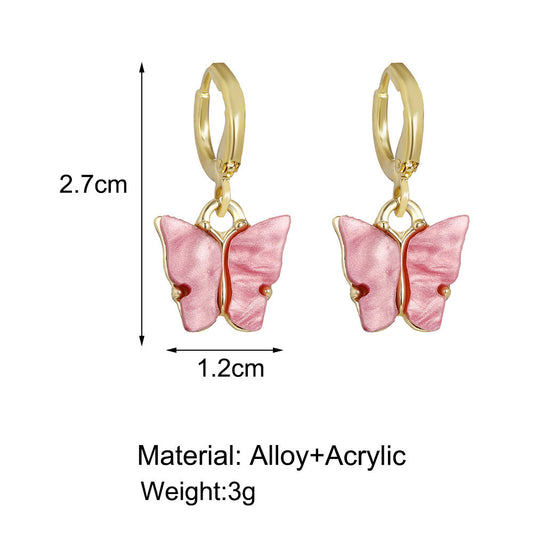 Simple Style Butterfly Alloy Resin Earrings Necklace 1 Set