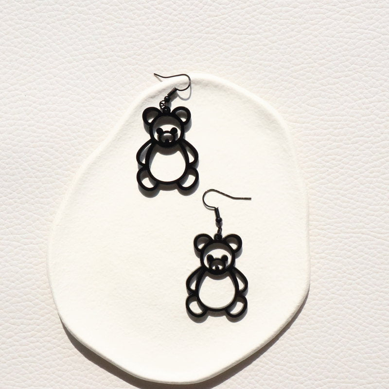 Cute Acrylic Hollow Bear Earrings Fashion Heart Simple Earrings Ear Hooks