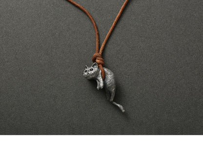 Cute Retro Cat Copper Pendant Necklace