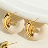 popular eggshell design polished real gold electroplated earring earrings Independent station new C-shaped drip oil earrings