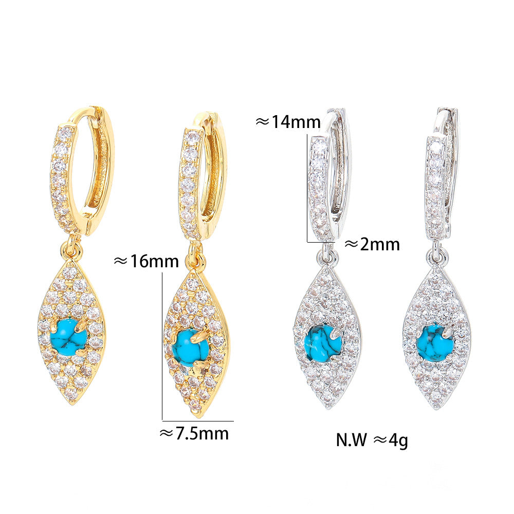 Fashion Copper Micro-inlaid Color Zircon Earrings Wholesale