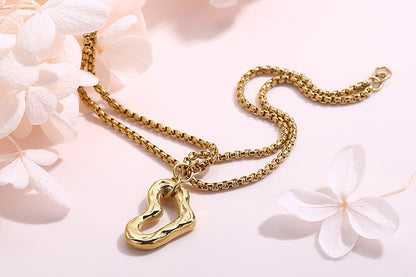 Personality Multi-layer Pearl Chain Heart-shaped Hollow Pendant Stainless Steel Bracelet Wholesale