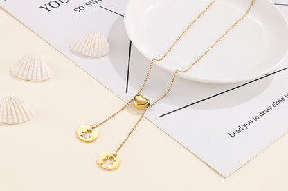 Fashion Stainless Steel Tassel Heart-shape Hollow Necklace