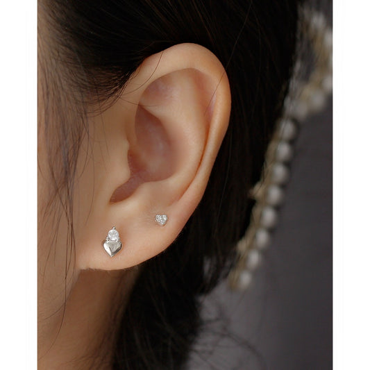 Simple Style Geometric Plating Metal Sterling Silver Rhinestones Ear Studs