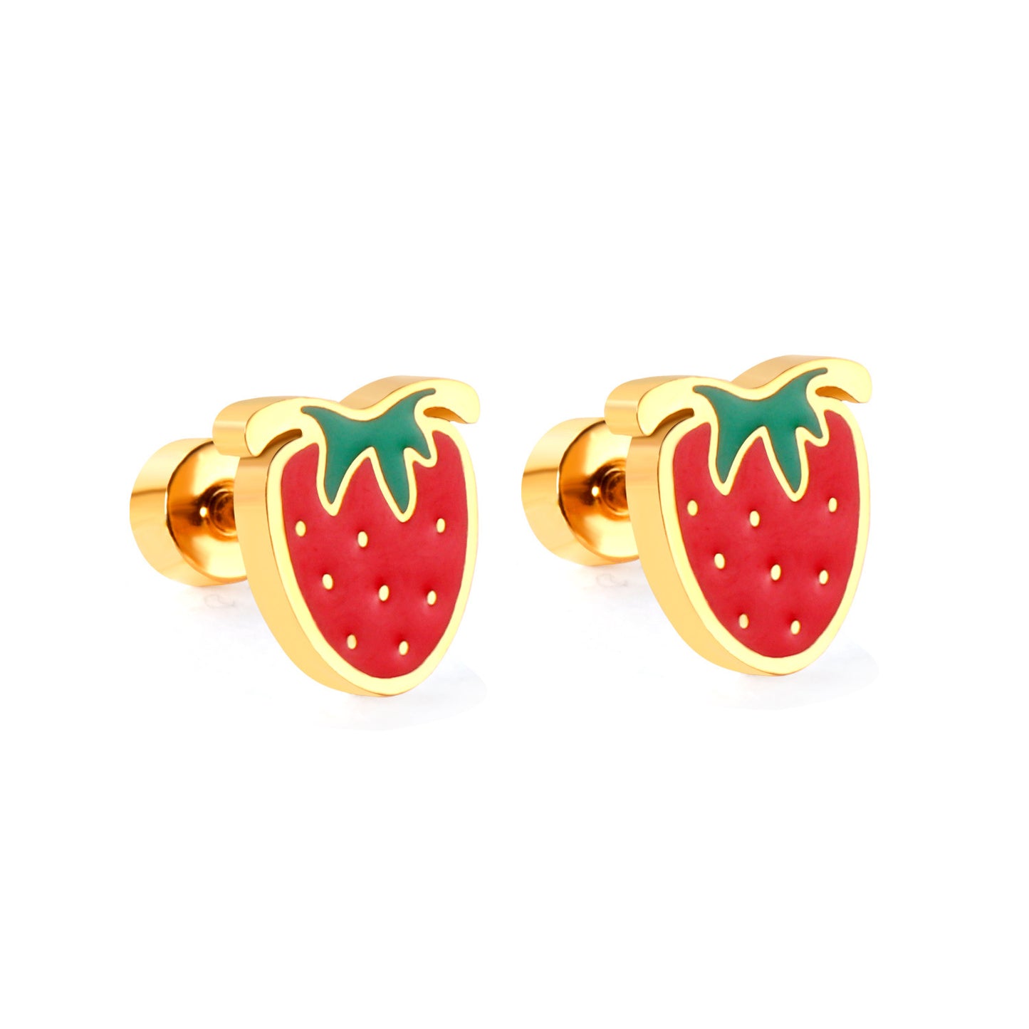 Pastoral Fruit Stainless Steel Plating Ear Studs 1 Pair