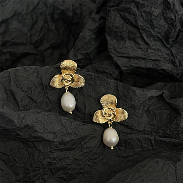 1 Pair Vintage Style Flower Plating Metal Drop Earrings