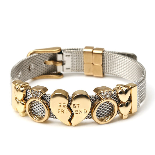 Simple Style Heart Shape Stainless Steel Plating Bangle
