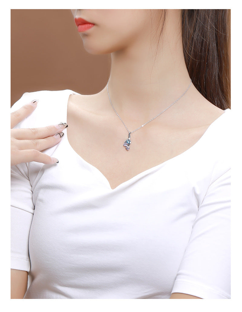 Elegant Geometric Sterling Silver Plating Zircon Pendant Necklace