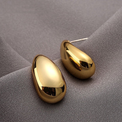 1 Pair Elegant Water Droplets Plating Copper 18k Gold Plated Ear Studs