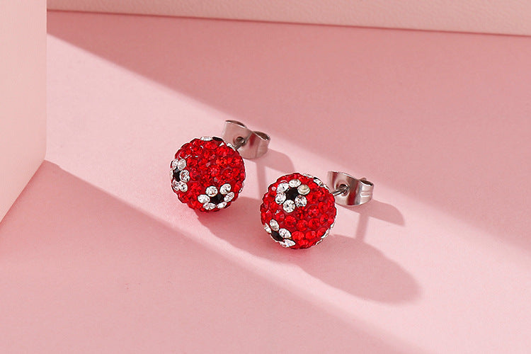 European And American Ornament Elegant Fashion Steel Color Shambhala Stud Earrings Female Earring Bone Nail Diamond Ball Cross-border Wholesale