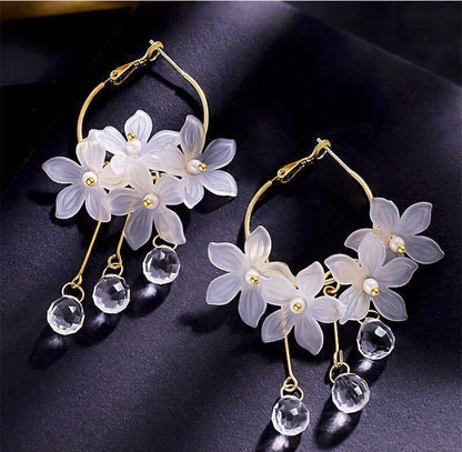 1 Pair Elegant Flower Copper Drop Earrings