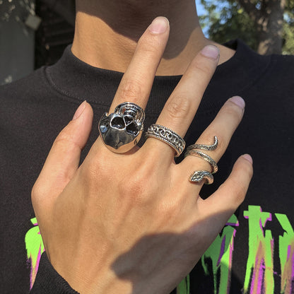 Punk Snake Skull Alloy Plating Rings 3 Piece Set