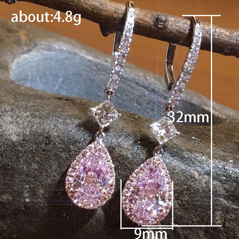 1 Pair Elegant Simple Style Shiny Water Droplets Inlay Copper Zircon Drop Earrings