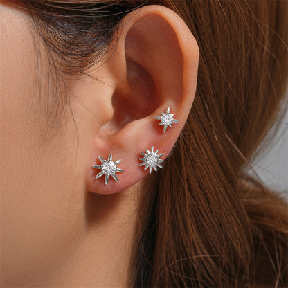 1 Set Simple Style Star Butterfly Plating Sterling Silver Hoop Earrings Ear Studs