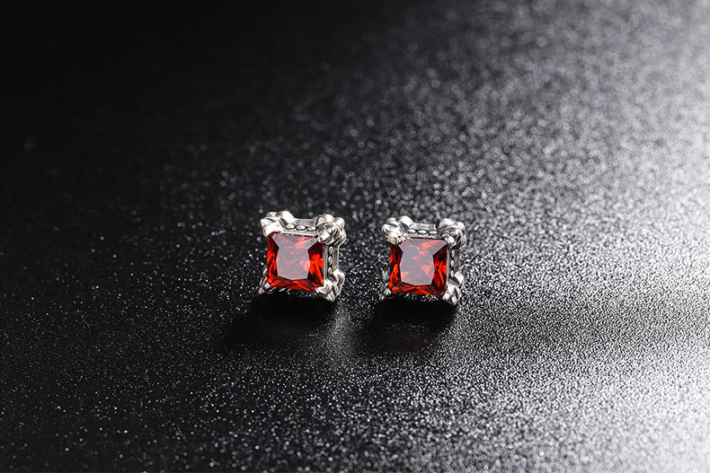 1 Pair Simple Style Geometric Inlay Sterling Silver Zircon Earrings