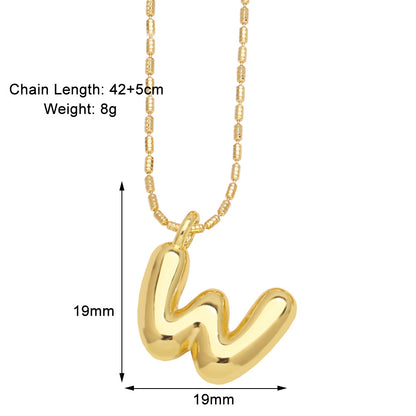 Copper Gold Plated Simple Style Letter Pendant Necklace