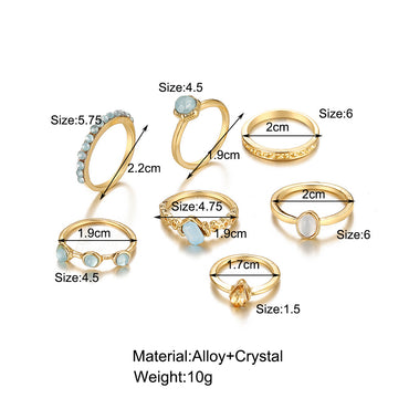 Wholesale Jewelry Inlaid Rhinestone Ring Combination 7 Piece Set Gooddiy