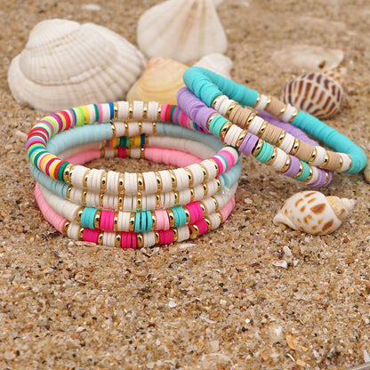 1 Piece Fashion Color Block Stainless Steel Soft Clay Beaded Women's Bracelets