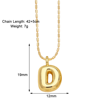 Copper Gold Plated Simple Style Letter Pendant Necklace