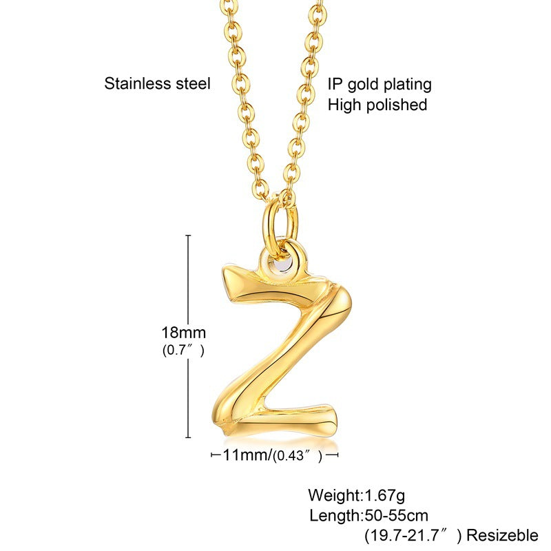 Fashion Letter Titanium Steel Polishing Plating Gold Plated Pendant Necklace