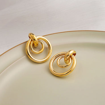 Simple Style Round Alloy Plating Women's Ear Studs