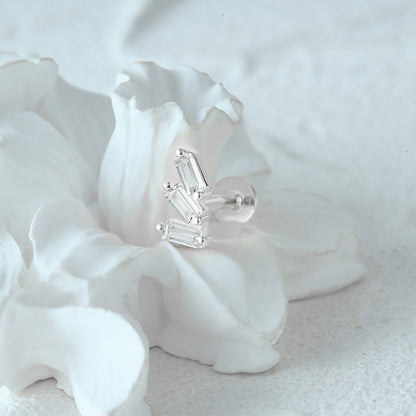 1 Piece Simple Style Flower Plating Sterling Silver Zircon Ear Studs