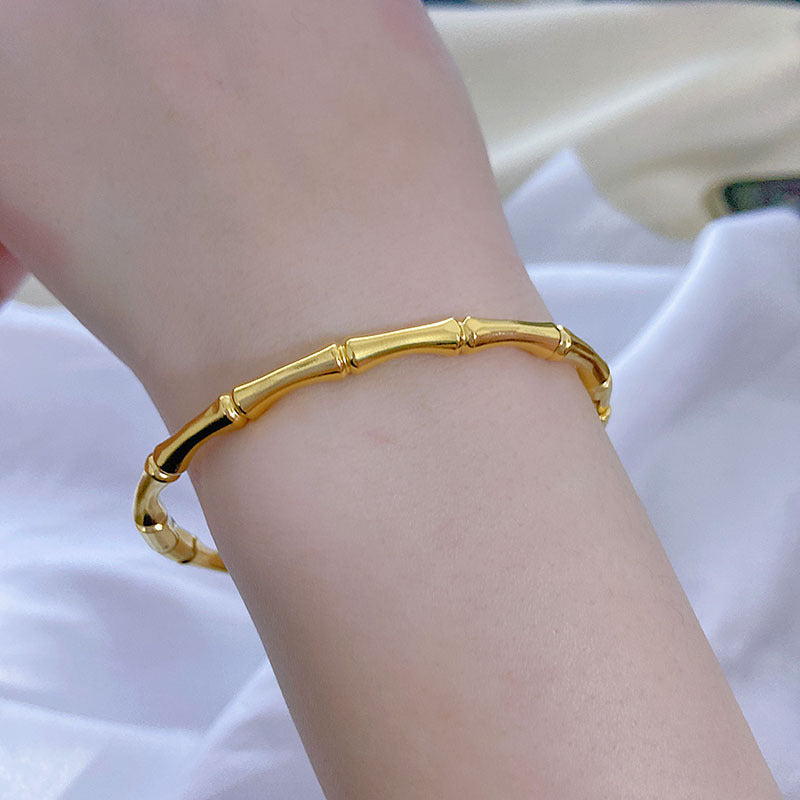 Chinoiserie Casual Bamboo Solid Color Titanium Steel Plating Bangle