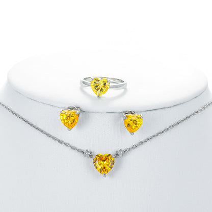 Elegant Heart Shape Copper Inlay Rhinestones Women's Rings Earrings Necklace