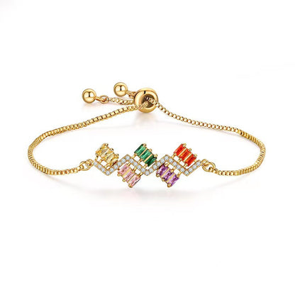 Glam Simple Style Geometric Copper Plating Inlay Zircon Bracelets