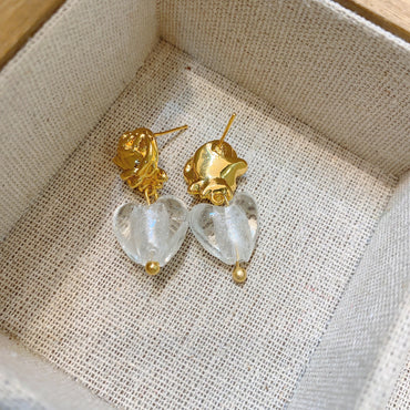 1 Pair Elegant Glam Modern Style Geometric Heart Shape Plating Copper Drop Earrings