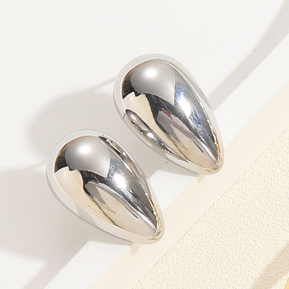 popular glossy polished face earrings female exaggerated design S-shaped bar fan-shaped love stud earrings ornament