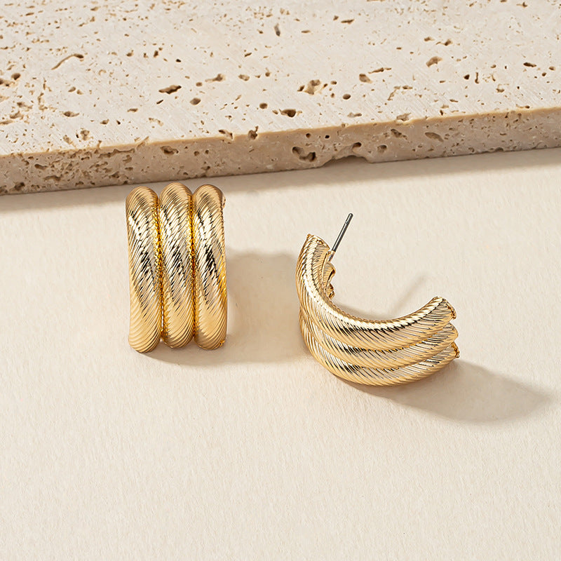 Fashion C Shape Plating Alloy Ear Studs