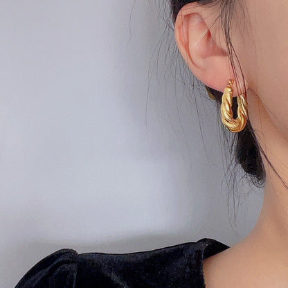 1 Pair Fashion Twist Plating Titanium Steel 18k Gold Plated Earrings