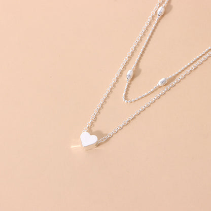 Fashion Heart Shape Alloy Plating Layered Necklaces