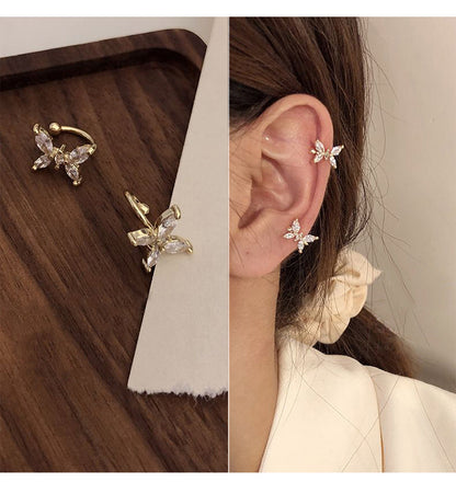 Fashion Bow Knot Copper Inlay Zircon Ear Clips