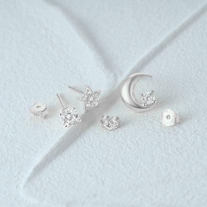 1 Set Simple Style Star Butterfly Plating Sterling Silver Ear Studs